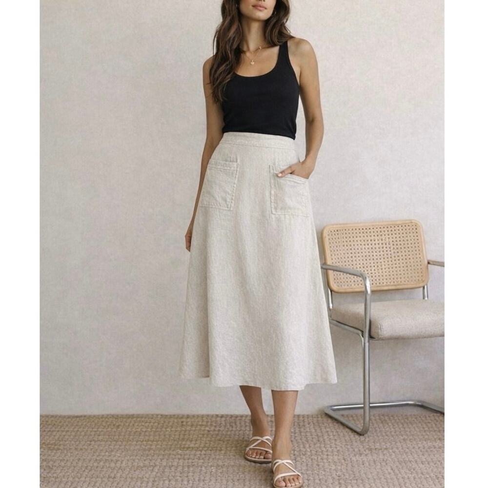 Modern Citizen Cream Midi A-Line Skirt